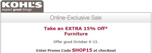 Kohls coupon code furniture 15 off